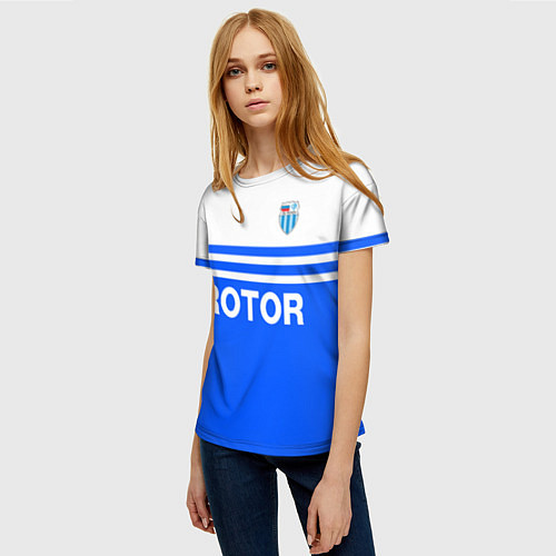 Женская футболка ФК Ротор - синии линии / 3D-принт – фото 3