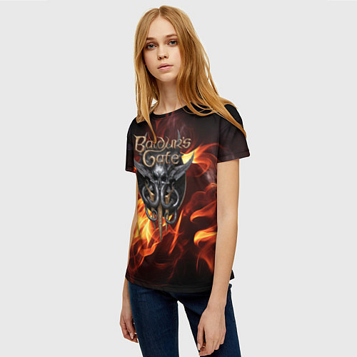 Женская футболка Baldurs Gate 3 fire / 3D-принт – фото 3