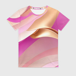 Женская футболка Розовый с золотом абстрактный фон