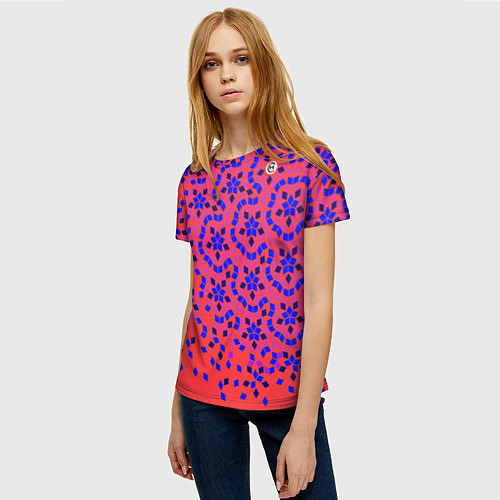 Женская футболка Мозаика Пенроуза в красно-синем контрасте / 3D-принт – фото 3