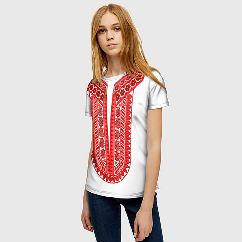 Женская футболка Красная славянская вышиванка / 3D-принт – фото 3