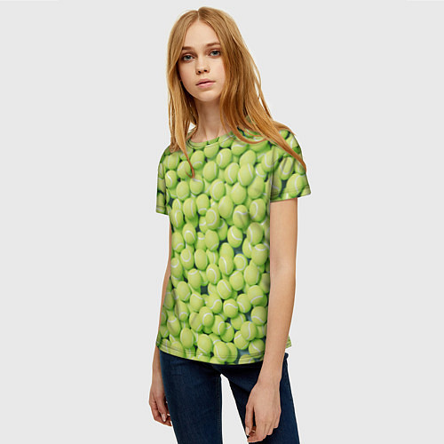 Женская футболка Узор из теннисных мячей / 3D-принт – фото 3