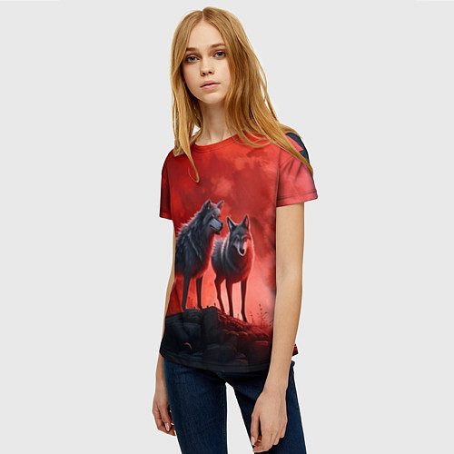 Женская футболка Кровавая луна / 3D-принт – фото 3
