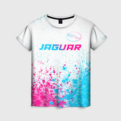 Футболка женская Jaguar neon gradient style: символ сверху, цвет: 3D-принт