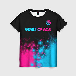 Футболка женская Gears of War - neon gradient: символ сверху, цвет: 3D-принт