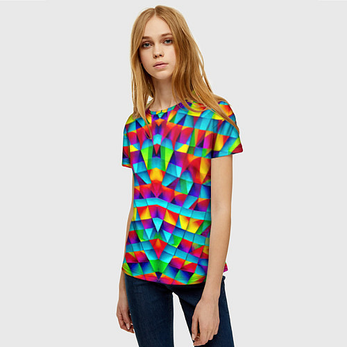 Женская футболка Абстрактный зеркальный паттерн / 3D-принт – фото 3