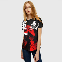 Футболка женская Японский самурай и красная луна, цвет: 3D-принт — фото 2