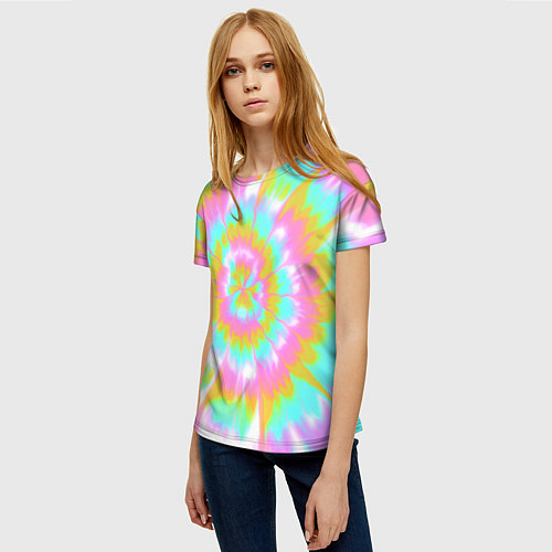 Женская футболка Tie-Dye кислотный в стиле барби / 3D-принт – фото 3