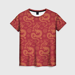Футболка женская Dragon red pattern, цвет: 3D-принт