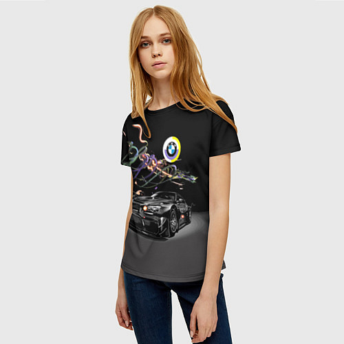 Женская футболка Бэха в ночном неоновом городе / 3D-принт – фото 3