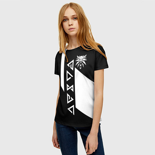 Женская футболка Ведьмак линии киберпанк / 3D-принт – фото 3
