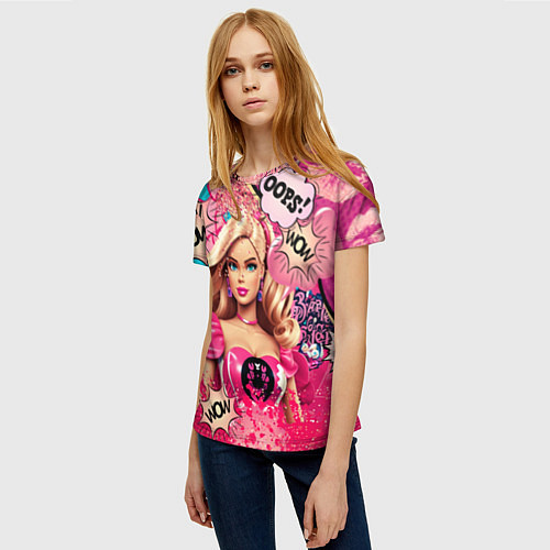 Женская футболка Барби в стиле поп арт / 3D-принт – фото 3