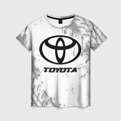 Футболка женская Toyota speed на светлом фоне со следами шин, цвет: 3D-принт