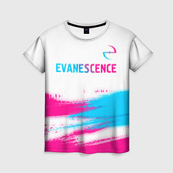 Футболка женская Evanescence neon gradient style: символ сверху, цвет: 3D-принт
