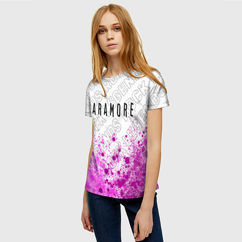 Женская футболка Paramore rock legends: символ сверху / 3D-принт – фото 3