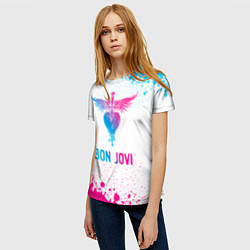 Футболка женская Bon Jovi neon gradient style, цвет: 3D-принт — фото 2