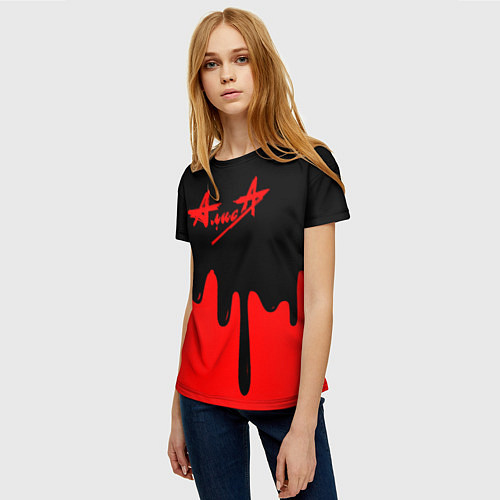 Женская футболка Алиса рок группа краски / 3D-принт – фото 3