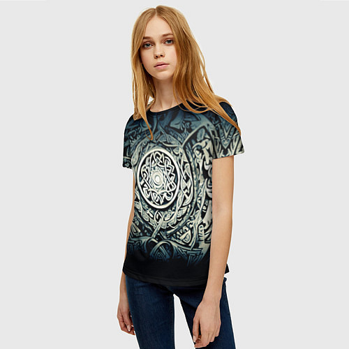 Женская футболка Орнамент и руны скандинавских викингов / 3D-принт – фото 3