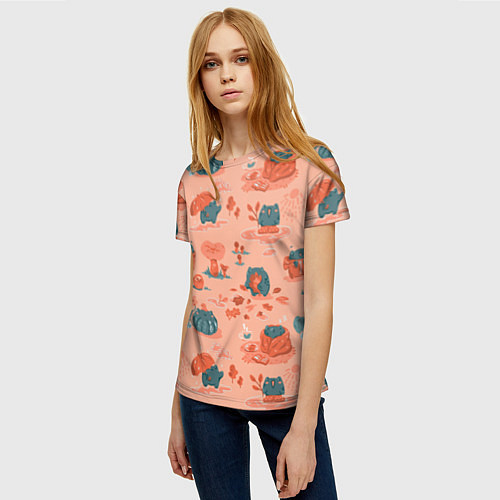 Женская футболка Осенние лягушки / 3D-принт – фото 3