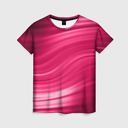 Футболка женская Абстрактный волнистый узор в красно-розовых тонах, цвет: 3D-принт