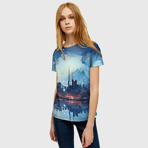 Женская футболка Хрустальный город / 3D-принт – фото 3
