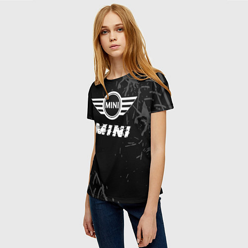 Женская футболка Mini speed на темном фоне со следами шин / 3D-принт – фото 3