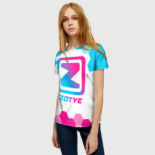 Женская футболка Zotye neon gradient style / 3D-принт – фото 3