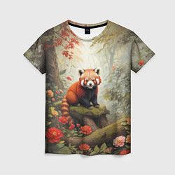 Футболка женская Красная панда в лесу, цвет: 3D-принт