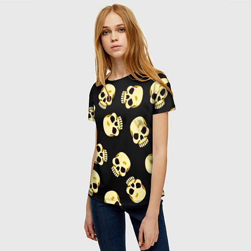 Женская футболка Черепки для хэллоуина / 3D-принт – фото 3