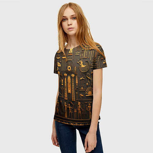 Женская футболка Арт в стиле египетских письмен / 3D-принт – фото 3