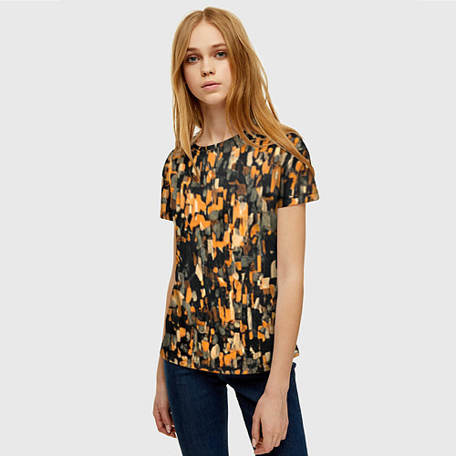 Женская футболка Мазки коричневой краски / 3D-принт – фото 3