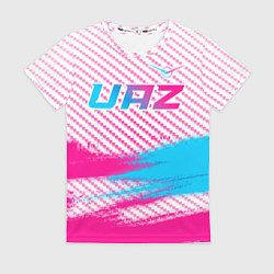 Женская футболка UAZ neon gradient style посередине