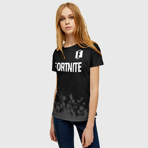 Женская футболка Fortnite glitch на темном фоне посередине / 3D-принт – фото 3
