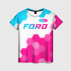 Футболка женская Ford neon gradient style посередине, цвет: 3D-принт
