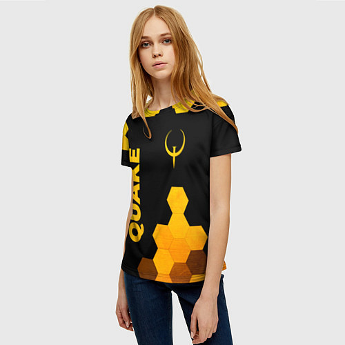 Женская футболка Quake - gold gradient вертикально / 3D-принт – фото 3