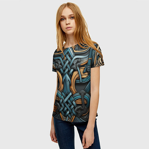 Женская футболка Асимметричный узор в скандинавском стиле / 3D-принт – фото 3