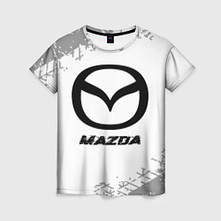 Футболка женская Mazda speed на светлом фоне со следами шин, цвет: 3D-принт