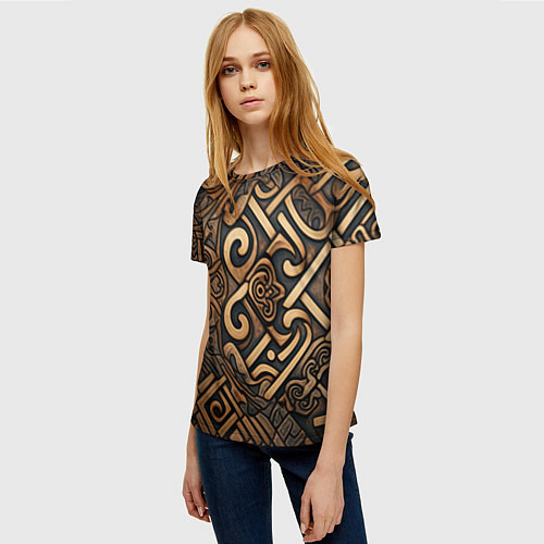 Женская футболка Асимметричный узор в викингском стиле / 3D-принт – фото 3