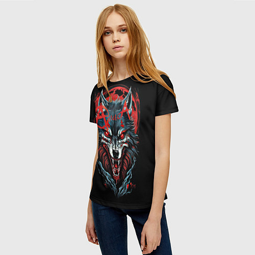 Женская футболка Логотип рок группы Алиса на фоне волка / 3D-принт – фото 3