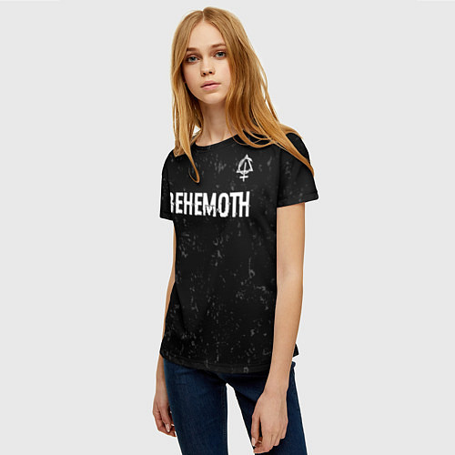 Женская футболка Behemoth glitch на темном фоне посередине / 3D-принт – фото 3