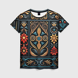 Женская футболка Узор с растительными элементами в славянском стиле