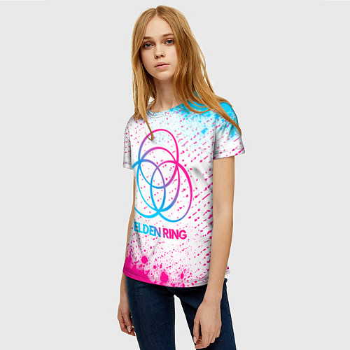 Женская футболка Elden Ring neon gradient style / 3D-принт – фото 3