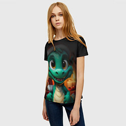 Футболка женская Зеленый дракон 2024, цвет: 3D-принт — фото 2