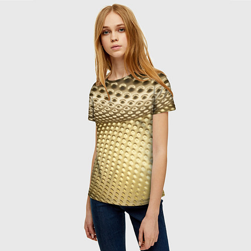 Женская футболка Золотая сетка абстракция / 3D-принт – фото 3