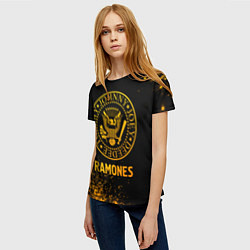 Футболка женская Ramones - gold gradient, цвет: 3D-принт — фото 2