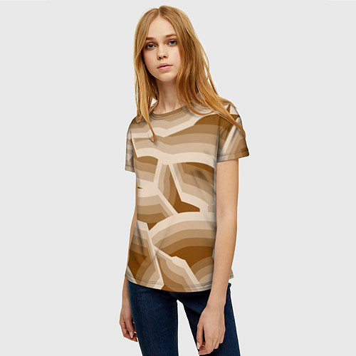 Женская футболка Кофейные линии / 3D-принт – фото 3