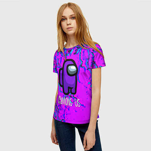 Женская футболка Among us storm neon / 3D-принт – фото 3