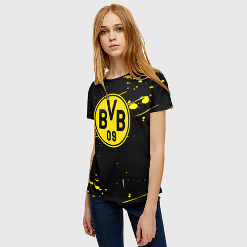 Женская футболка Borussia yellow splash / 3D-принт – фото 3