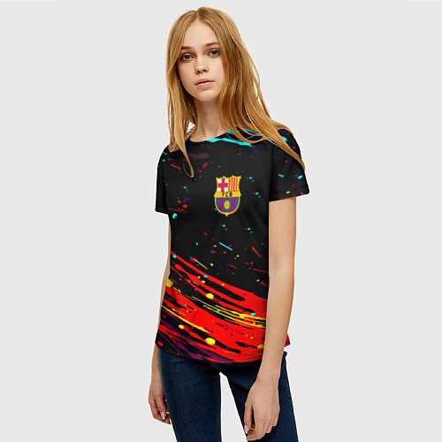 Женская футболка Barcelona краски / 3D-принт – фото 3