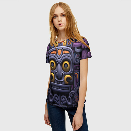 Женская футболка Орнамент в стиле ацтеков / 3D-принт – фото 3